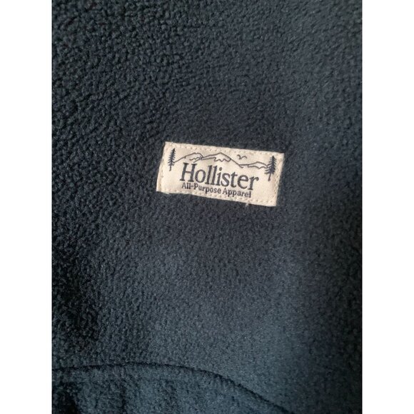 Hollister Navy Blue Fleece Quarter-Zip Pullover XL Mens Warm Casual Sweater Made - Picture 3 of 4